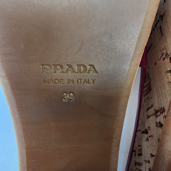 Prada Patent Leather Cork Platform Heels Women's Prada Size 39 US 9 - Picture 9 of 12